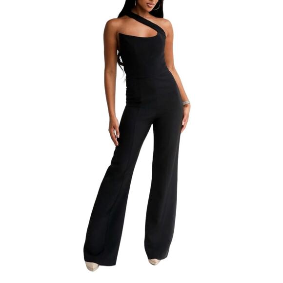 NEW Black Halo Brew Black One Shoulder Jumpsuit 10
